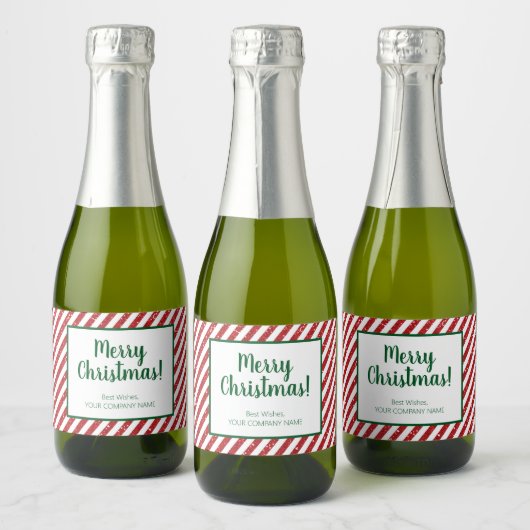 Glitzer Candy Cane Striped Company Schaumweinetikett (Flaschen)