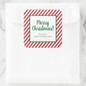 Glitzer Candy Cane Striped Company Square Sticker (Tasche)