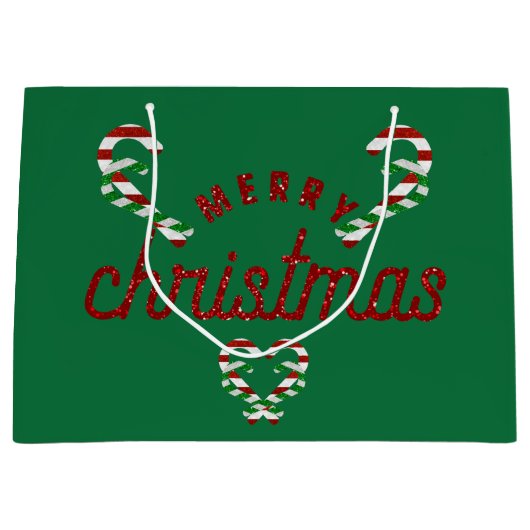 Glitzer Candy Canes Große Geschenktüte (Vorderseite)