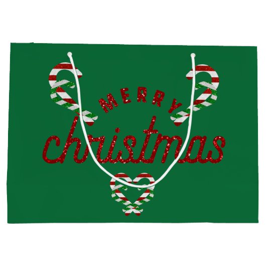 Glitzer Candy Canes Große Geschenktüte (Rückseite)
