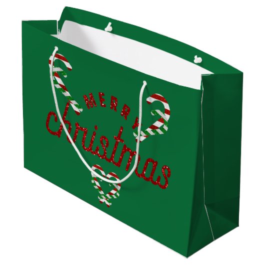 Glitzer Candy Canes Große Geschenktüte (Rückseite Schrägansicht)