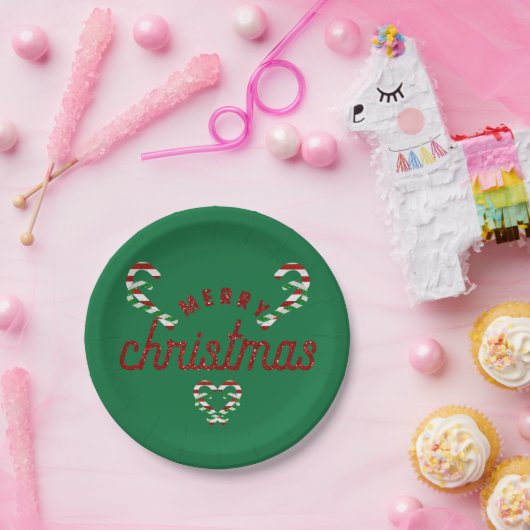 Glitzer Candy Canes Pappteller (Party)