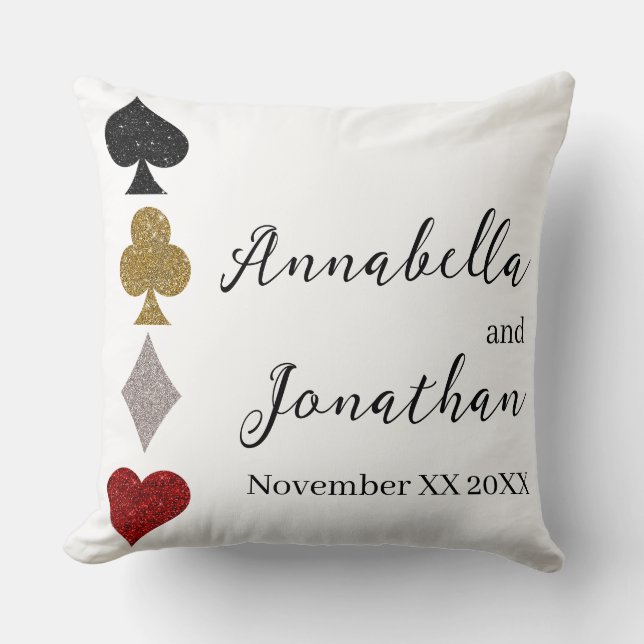 Glitzer Card Game Las Vegas Casino Hochzeit Kissen (Vorderseite)