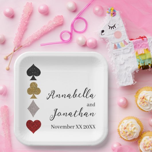 Glitzer Card Game Las Vegas Casino Hochzeit Pappteller (Party)