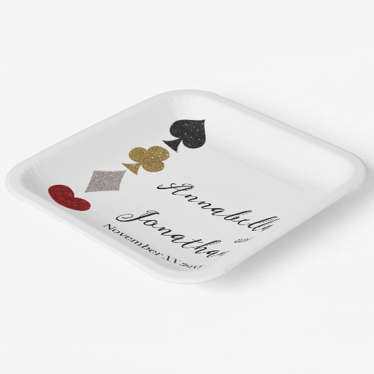 Glitzer Card Game Las Vegas Casino Hochzeit Pappteller (Gewinkelt)