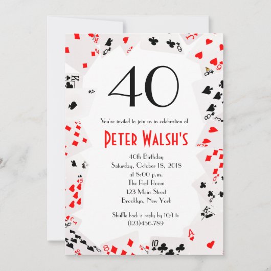 Glitzer Casino Las Vegas Einladung zum Geburtstag (Vorderseite)