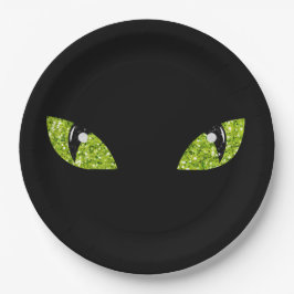 Glitzer Cat Eyes Halloween Pappteller