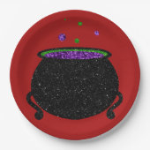 Glitzer Cauldron Halloween Pappteller (Vorderseite)