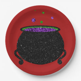 Glitzer Cauldron Halloween Pappteller