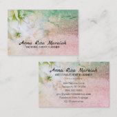 *~* Glitzer Celestial Floral Wasserfarbe Türkis Visitenkarte (Vorne/Hinten)