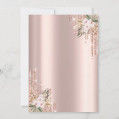 Glitzer Champagne Blume Rose Gold Einladung (Rückseite)