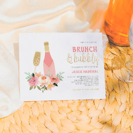 Glitzer Champagne Brunch & Bubbly Brautparty Einladungspostkarte
