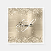 Glitzer Champagne Foil Extravagant Monogram Serviette (Vorderseite)
