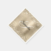 Glitzer Champagne Foil Extravagant Monogram Serviette (Ecke)