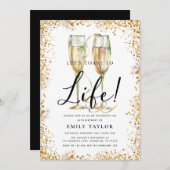 Glitzer Champagne Geburtstagsparty Einladung (Vorne/Hinten)