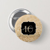 Glitzer Champagner Glitzern Sweet 16 Button (Vorne & Hinten)