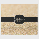 Glitzer Champagner Glitzern Sweet 16 Geschenkpapier (Flach)