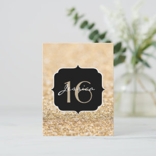 Glitzer Champagner Glitzern Sweet 16 Postkarte