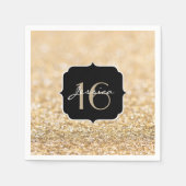 Glitzer Champagner Glitzern Sweet 16 Serviette (Vorderseite)