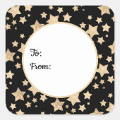 Glitzer Champagner mit glänzenden Sternen Quadratischer Aufkleber (Vorderseite)