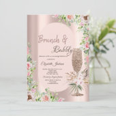 Glitzer Champagner Rose, Rose Gold Einladung (Stehend Vorderseite)