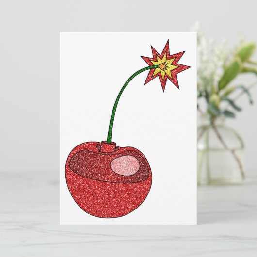 Glitzer Cherry Bomb Einladung (Stehend Vorderseite)