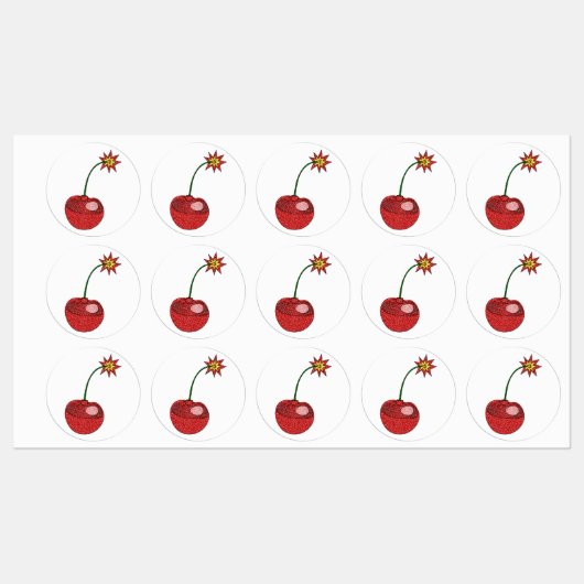 Glitzer Cherry Bomb Etiketten (Blatt)
