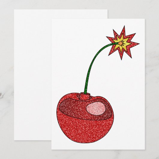 Glitzer Cherry Bomb Feiertagskarte (Vorne/Hinten)