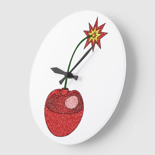 Glitzer Cherry Bomb Große Wanduhr (Winkel)