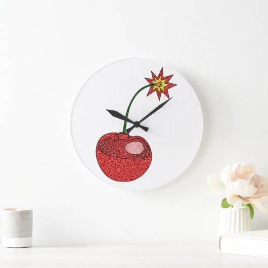Glitzer Cherry Bomb Große Wanduhr (Zuhause)