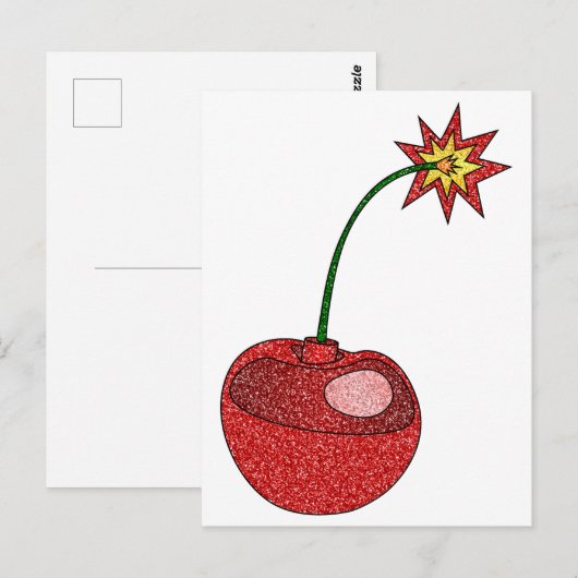 Glitzer Cherry Bomb Postkarte (Vorne/Hinten)
