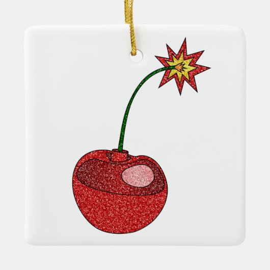 Glitzer Cherry Bomb - Square Ornament (Vorderseite)