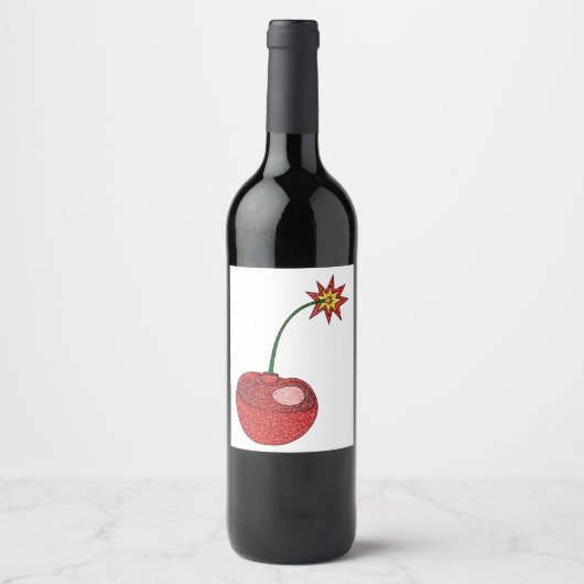 Glitzer Cherry Bomb Weinetikett (Vorderseite)