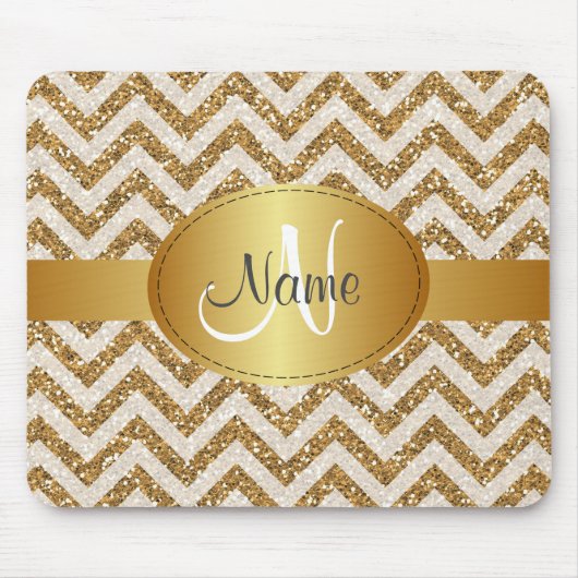 Glitzer-Chevron-Monogramm-Mauspad Mousepad (Vorne)