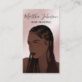 Glitzer Chic Afro American Braids Braiding QR Code Visitenkarte (Vorderseite)