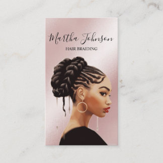 Glitzer Chic Afro American Braids Braiding QR Code Visitenkarte