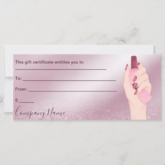 Glitzer Chic Nail Artist Geschenkgutschein (Rückseite)