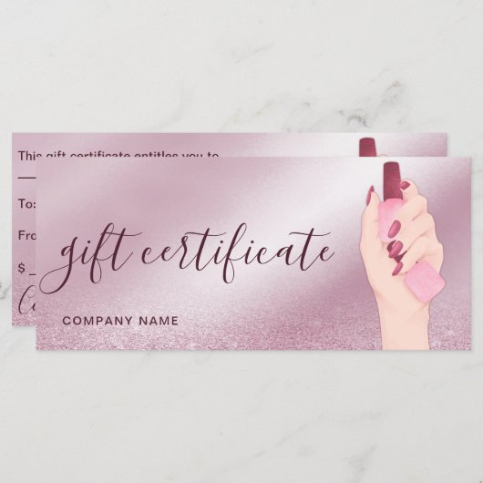 Glitzer Chic Nail Artist Geschenkgutschein (Vorne/Hinten)