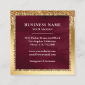 Glitzer Chocolate Burgundy Cake Bäckerei Quadratische Visitenkarte (Rückseite)