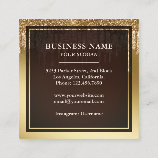 Glitzer Chocolate Tropfen Icing Cake Bäckerei Quadratische Visitenkarte (Rückseite)