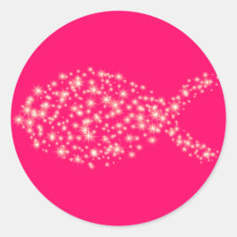 Glitzer Christliches Fischsymbol Runder Aufkleber