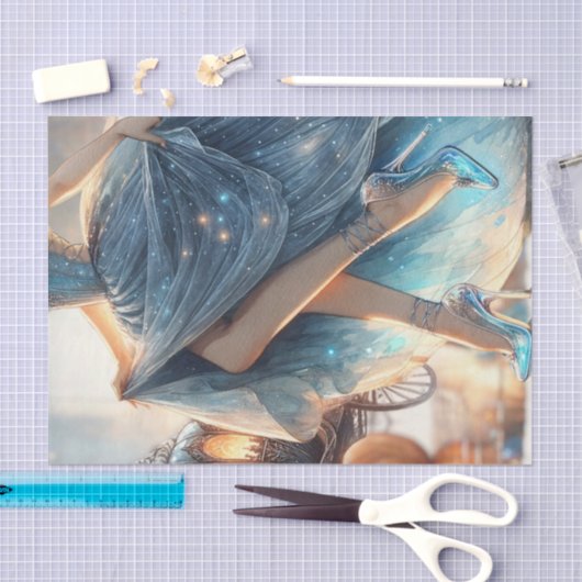 Glitzer Cinderella Gown & Glass Slipper Decoupage Seidenpapier (Handwerk)