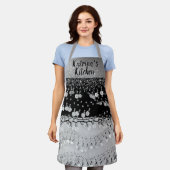 Glitzer Coins Schwarz und Silber Personalisiert Schürze (Getragen)