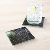 Glitzer Comet & Stars Glasuntersetzer (Schrägansicht)