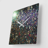 Glitzer Comet & Stars Quadratische Wanduhr (Winkel)