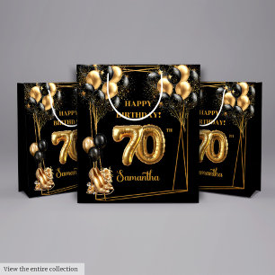 Glitzer Confetti 70. Geburtstag Personalisiert Mittlere Geschenktüte