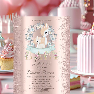 Glitzer Confetti Baby Deers Blume Babydusche Einladung