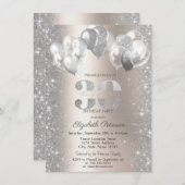 Glitzer Confetti Balloons Champagne 30. Geburtstag Einladung (Vorne/Hinten)