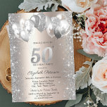 Glitzer Confetti Balloons Champagne 50. Geburtstag Einladung<br><div class="desc">Ein moderner,  schicker und glamouröser Glitzer Confetti und Ballons auf Champagner-Hintergrund.</div>