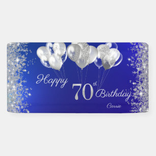 Glitzer Confetti Balloons Navy Blue 70. Geburtstag Banner